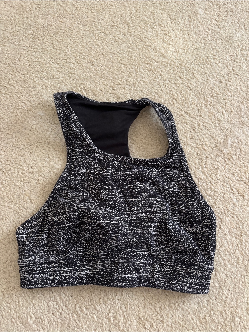 Black & White Space-Dye High-Neck Lululemon Sports Bra
